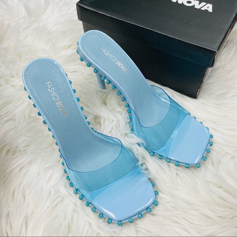 Fashion Nova Blue ball mule heel - Picture 6 of 10
